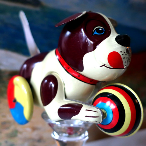 Blechspielzeug hund mit - "hund,